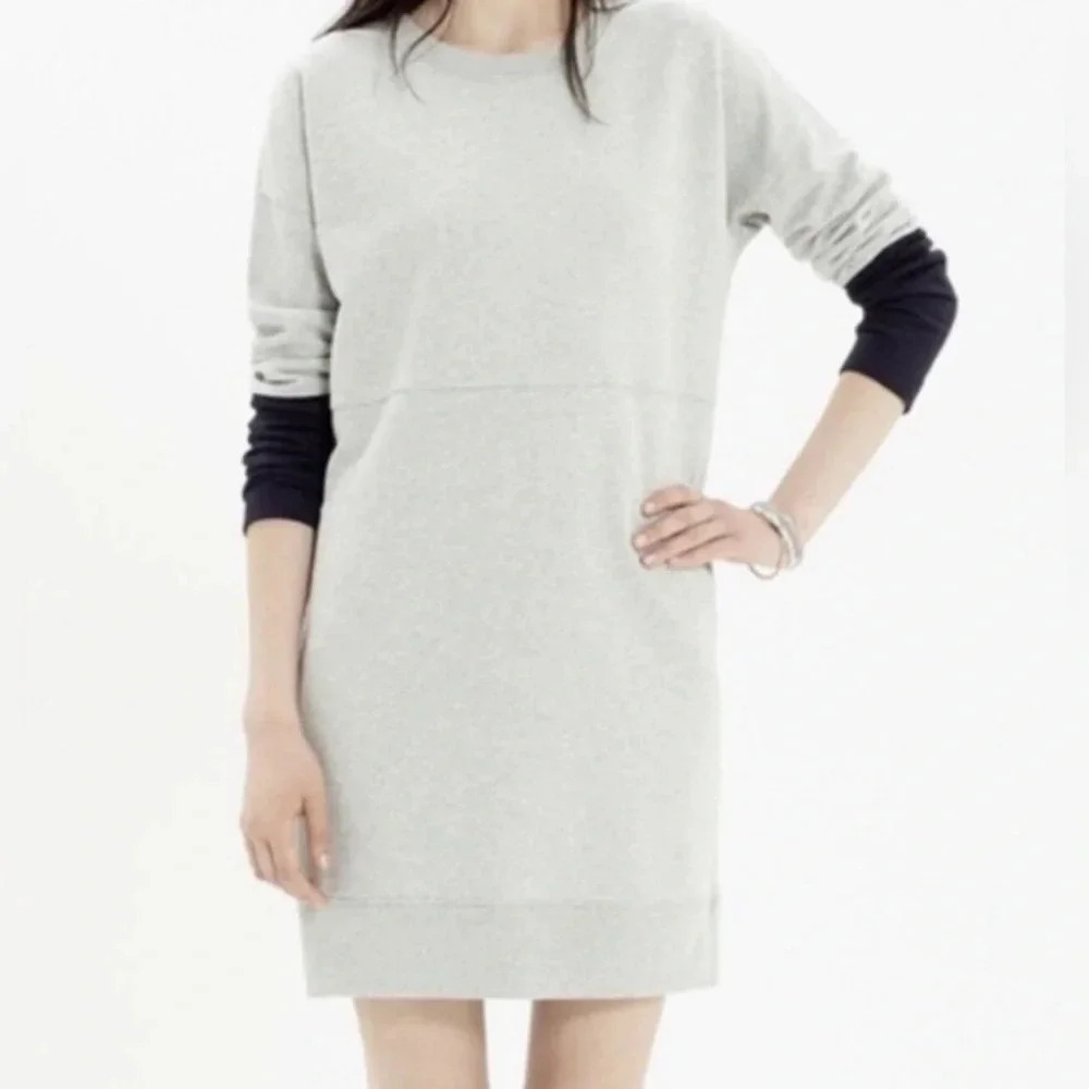 Madewell Jumpstart Colorblock Grey Sweatshirt Dress Sz XXS